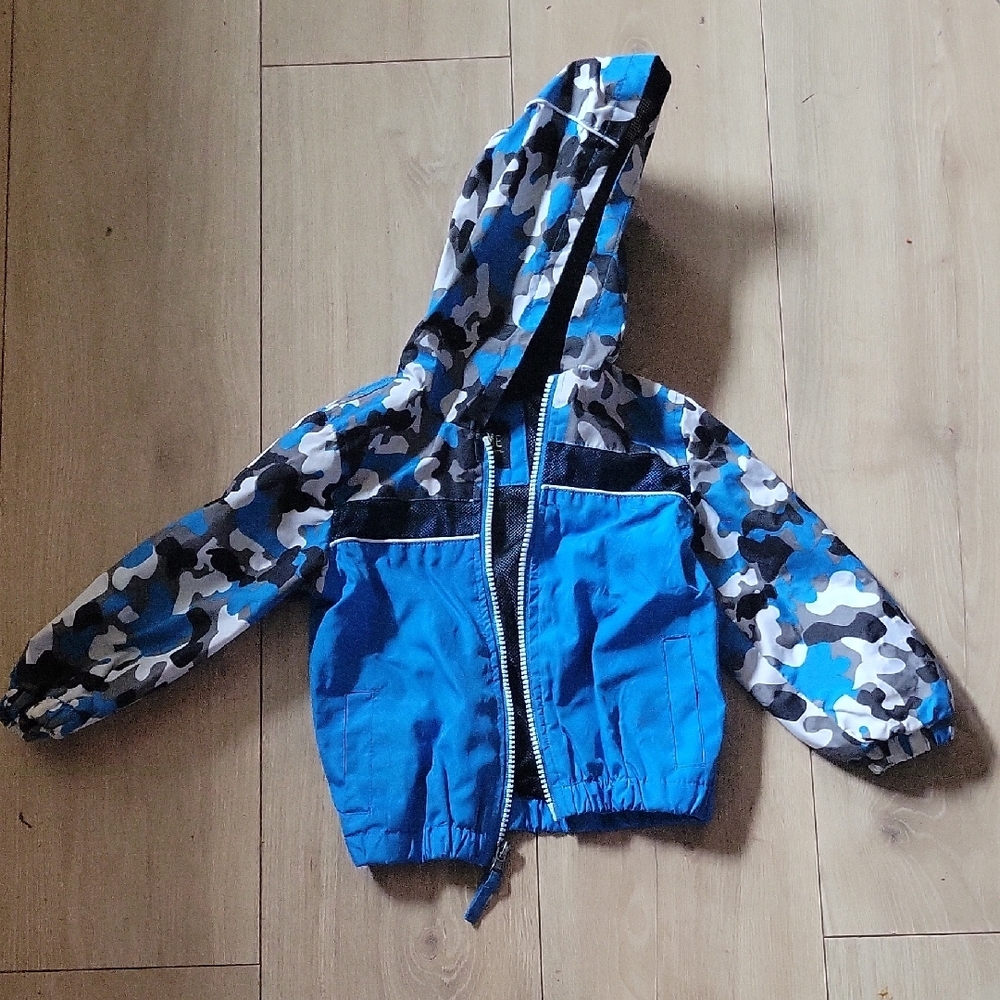 Blue Camouflage Hooded Jacket
